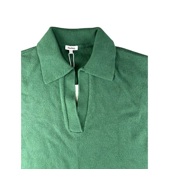 Darling Women Green 3/4 Length Sleeve Collared Knit Sweater Pullover Medium - Picture 9 of 13
